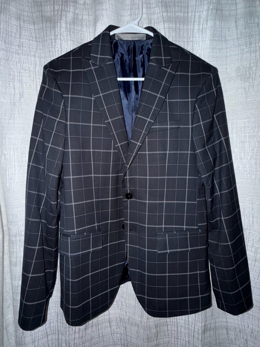 Zara Navy Blue Windowpane Blazer